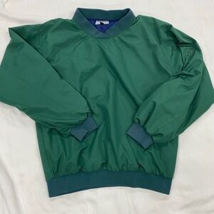 Highlander Windshirt Mens Medium Green V-Neck Pullover Windbreaker Jacket vtg